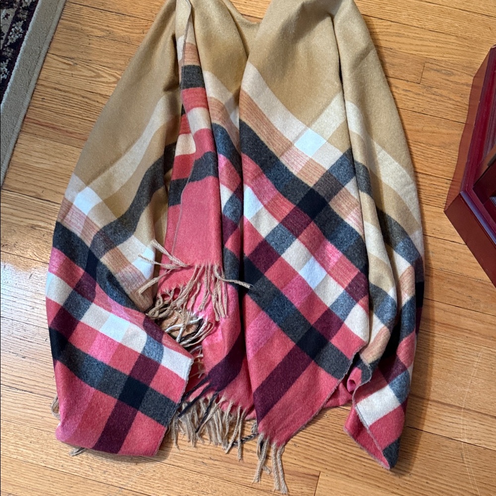 Odiva Red and Tan Plaid Scarf/Shawl/Poncho